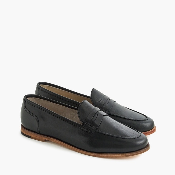 New JCREW Size 9.5 Ryan Penny Loafers in Leather Black
